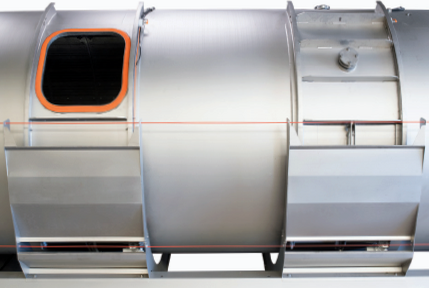Las puertas motorizadas de la prensa neumática Smart Press de PERA-PELLENC, material vinícola