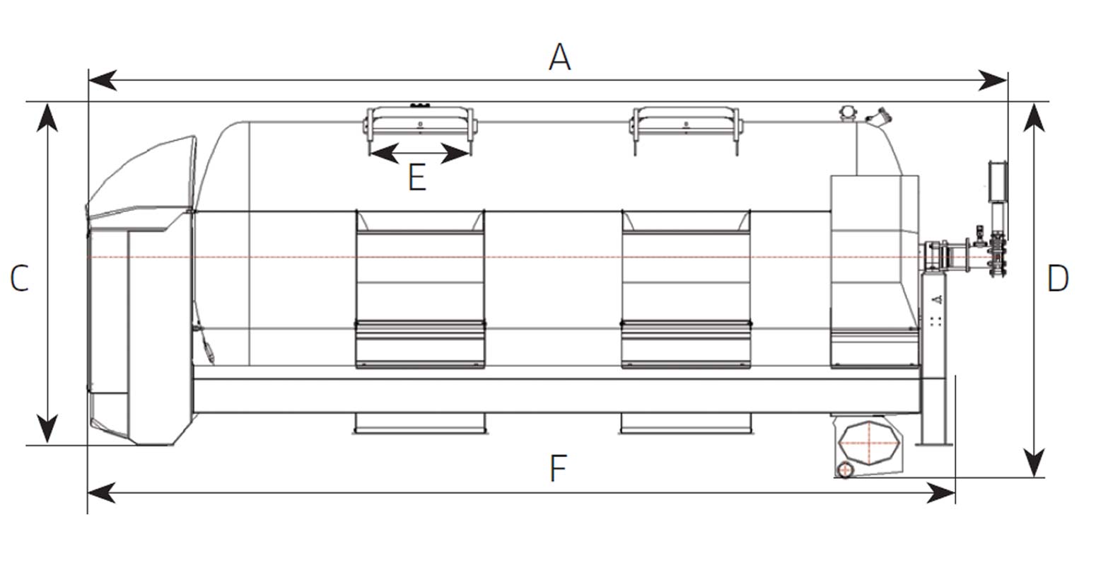 Facing view diagram of pneumatic press ranges and Champagne range from Pera Pellenc